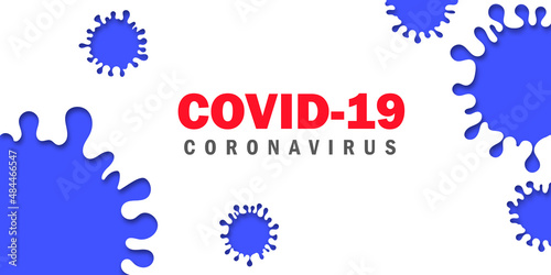 Vector of Coronavirus 2019-nCoV and Virus background with disease cells and red blood cell. BLUE COVID-19 Corona virus outbreaking and Pandemic medical health risk concept. Vector illustration