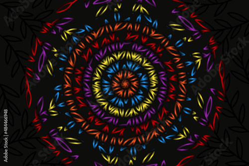 colourful caleidoscope classic gradient flower art pattern of traditional batik ethnic dayak ornament for wallpaper ads background sticker or clothing