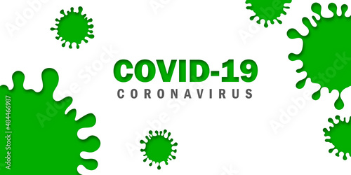 Vector of Coronavirus 2019-nCoV and Virus background with disease cells and red blood cell. GREEN COVID-19 Corona virus outbreaking and Pandemic medical health risk concept. Vector illustration