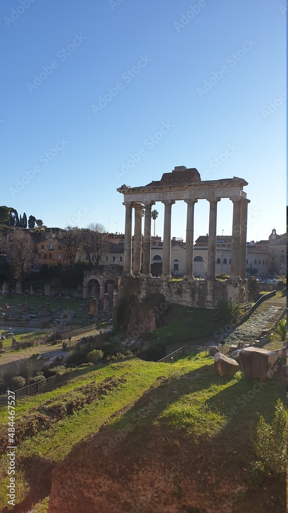 View of Roman Forum with the Temple of Saturn