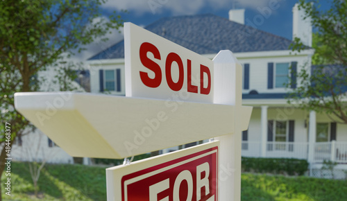 Close-up of Sold Placard On...