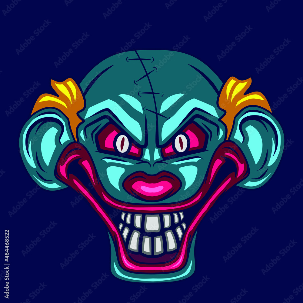 Clown zombie art potrait logo colorful design with dark background. Abstract vector illustration. Clown zombie art potrait logo colorful design with dark background. Abstract vector illustration.