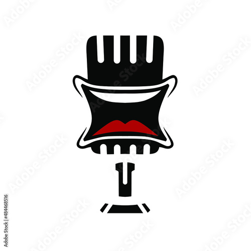 Mic smile comedy art potrait logo colorful design with dark background. Abstract vector illustration.
