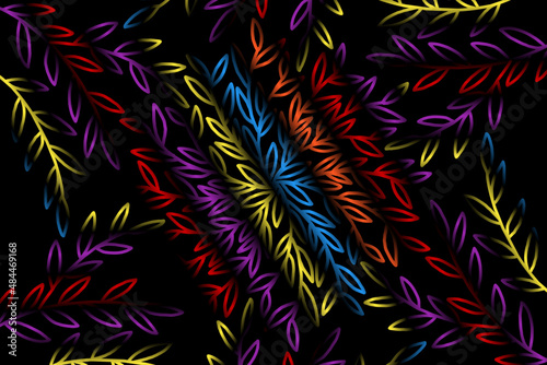 colourful caleidoscope classic gradient flower art pattern of traditional batik ethnic dayak ornament for wallpaper ads background sticker or clothing