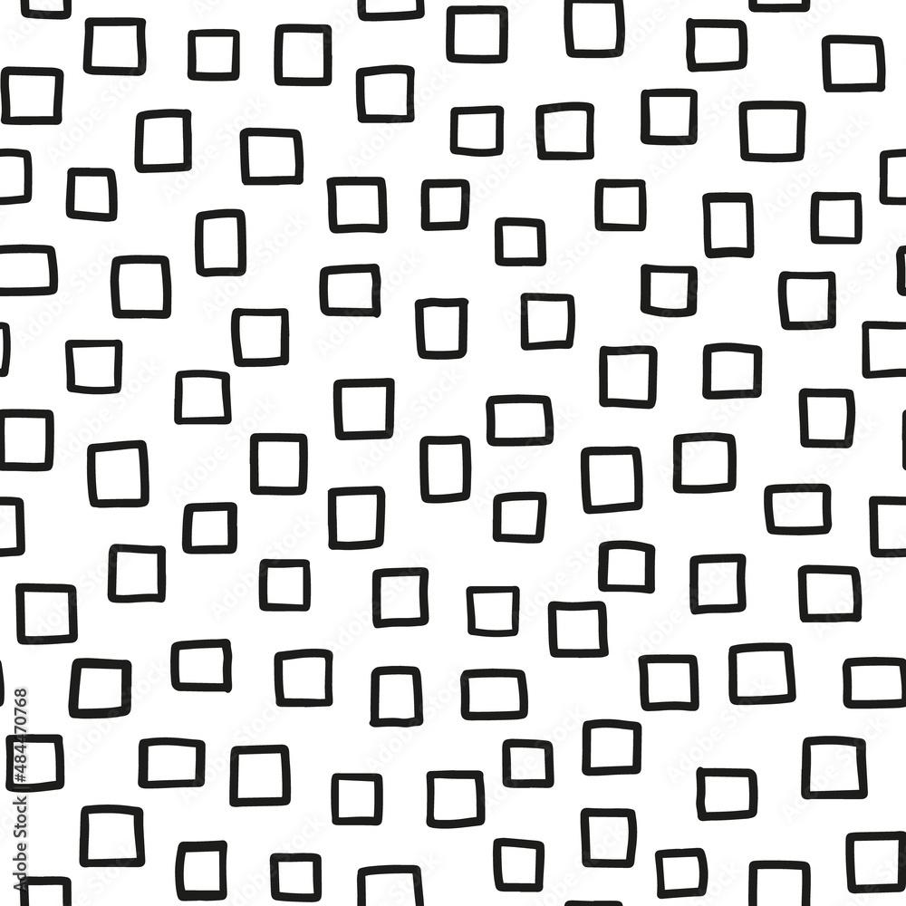 Doodled rectangles seamless repeat pattern. Irregular, vector geometrical shapes all over surface print on white background. Doodled rectangles seamless repeat pattern. Irregular, vector geometrical shapes all over surface print on white background.