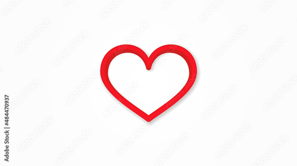 heart shape realistic icon. 3d vector illustration. Isolated line color pictogram. Transparent shadows