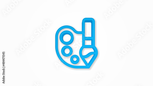 palette and brush realistic icon. 3d vector illustration. Isolated line color pictogram. Transparent shadows