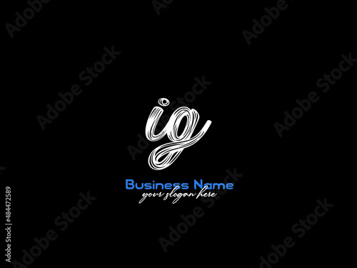 Brush Letter IG Logo, Unique Signature I gLogo icon vector for brand photo