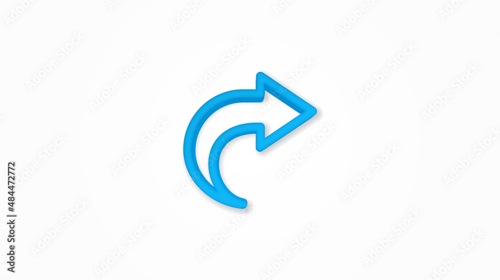 curve right direction arrow realistic icon. 3d vector illustration. Isolated line color pictogram. Transparent shadows