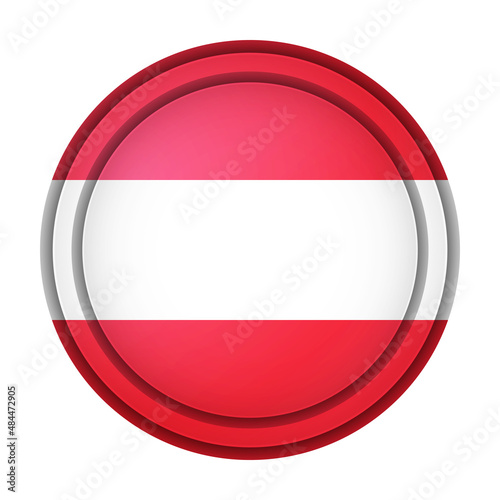Free Download Glass light ball with flag of Austria. Round sphere, template icon. Austrian national symbol. Glossy realistic ball, 3D abstract vector illustration highlighted on a white background. Big bubble - GFXLoad