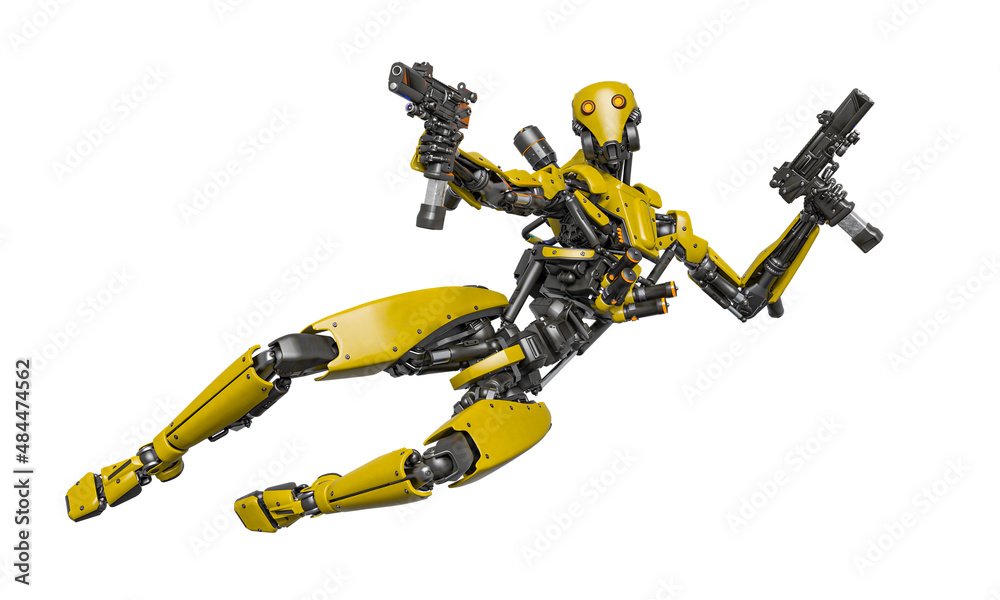 droid soldier is shooting in action and holding a pistol droid soldier is shooting in action and holding a pistol
