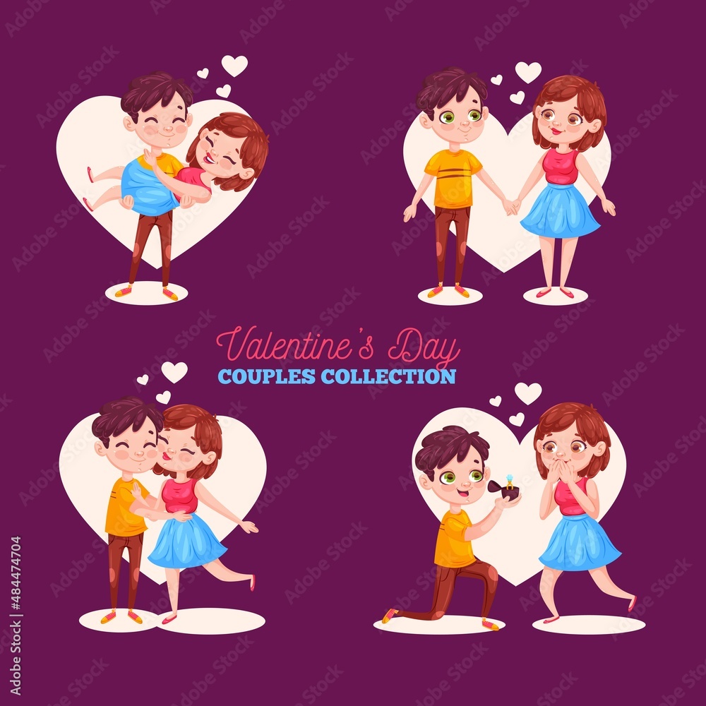 valentine day couple collection design vector illustration valentine day couple collection design vector illustration