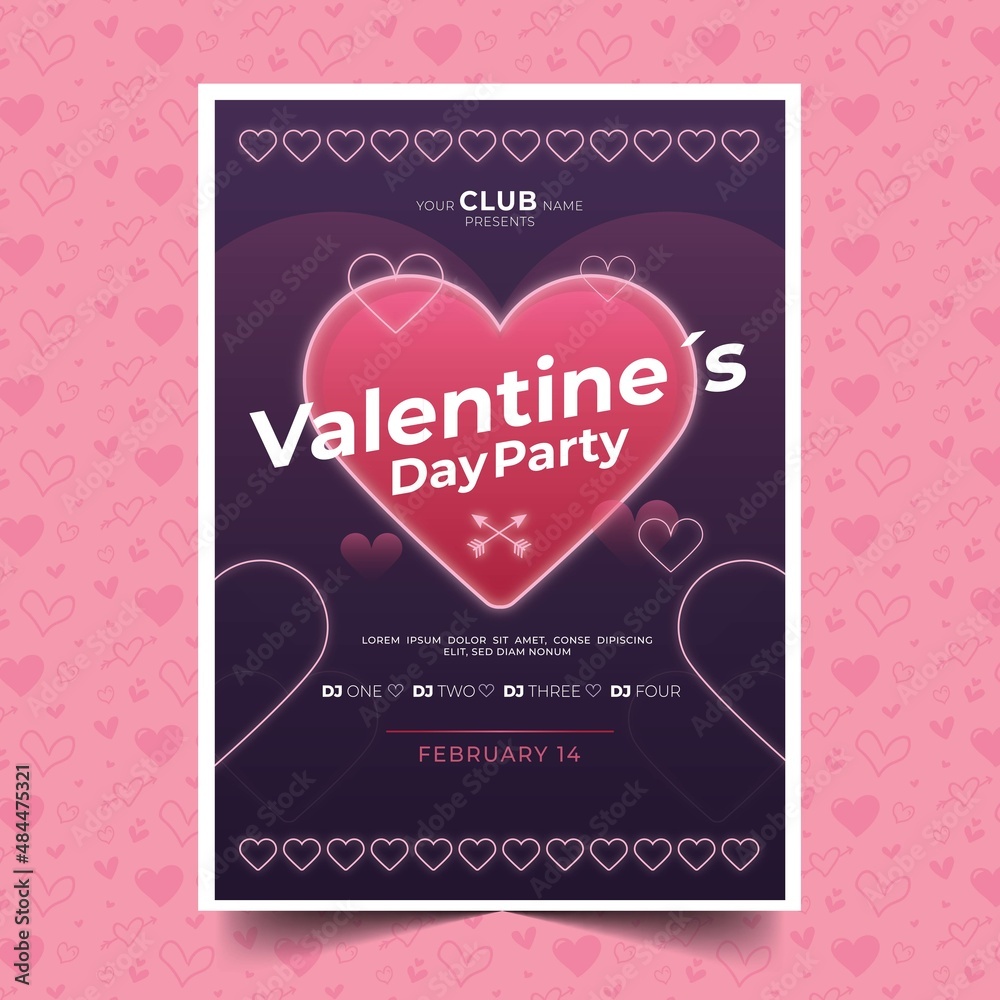valentine day flyer design vector illustration