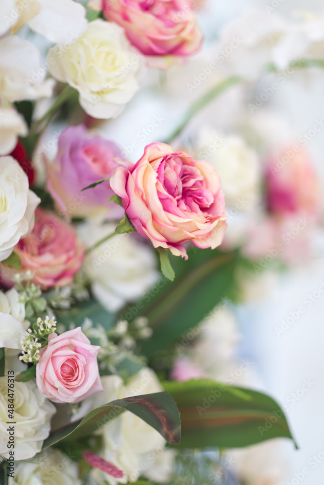 Selective focus fabric flowers, valentine concept Selective focus fabric flowers, valentine concept