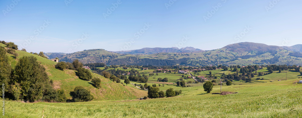 Mountainous landscape of northern Spain. banner panorama