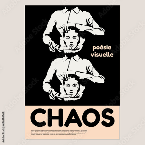 Vector  hand drawn  french abstract placard with illustration. Creative artwork . Template for card, poster, banner, print for t-shirt, pin, badge, patch.