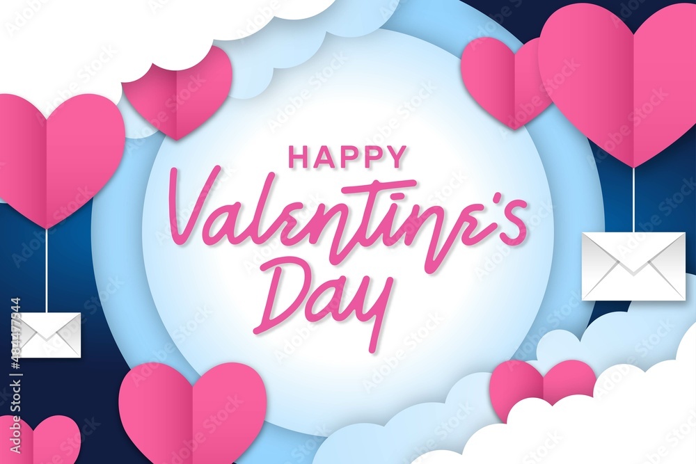 valentine day background with hearts envelopes design vector illustration