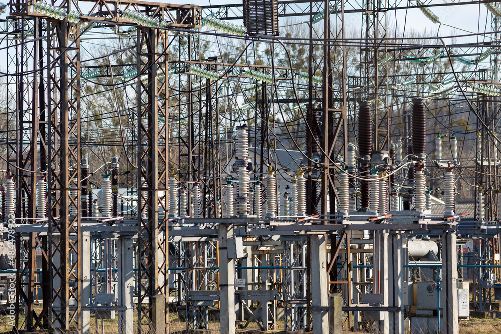 Various devices for storage, transportation and distribution of electricity are located on the territory of the power substation.	