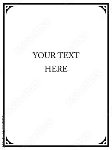 Simple vintage vector border frame. Black and white line border frame in retro style ready to cut. Book title page