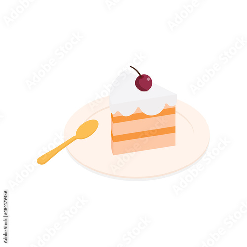 Pice of cake - Isometric vector illustration in flat design.