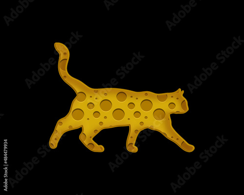 Cat Walking Pet Cheese Icon Logo Symbol illustration