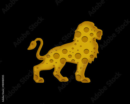 Lion Leo Animal Cheese Icon Logo Symbol illustration