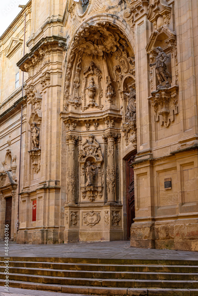Entrance porch of the church of Santa Maria in the old part of San Sebastian, Donostia San Sebastian.