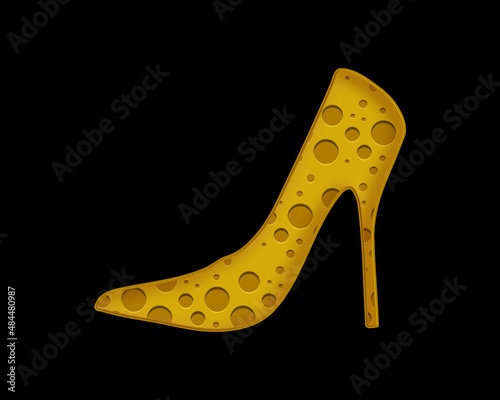 Lady women high heel shoe Cheese Icon Logo Symbol illustration
