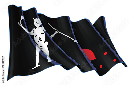 Waving Jolly Roger of Blackbeard