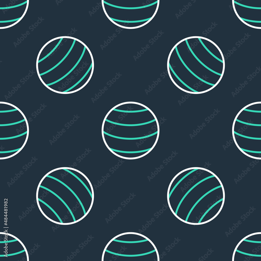 Line Planet icon isolated seamless pattern on black background. Vector