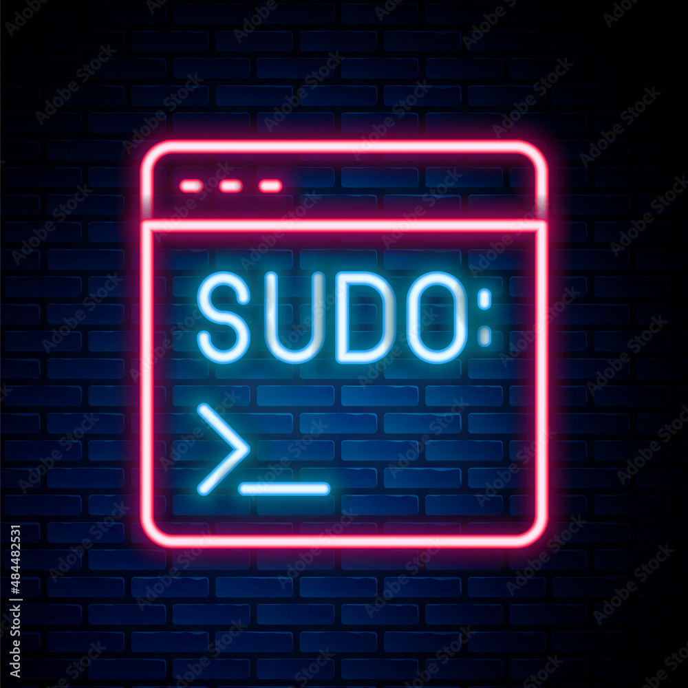Glowing neon line Code terminal icon isolated on brick wall background. Browser window with command line. Command panel. Programming coding. Notepad. Colorful outline concept. Vector Glowing neon line Code terminal icon isolated on brick wall background. Browser window with command line. Command panel. Programming coding. Notepad. Colorful outline concept. Vector