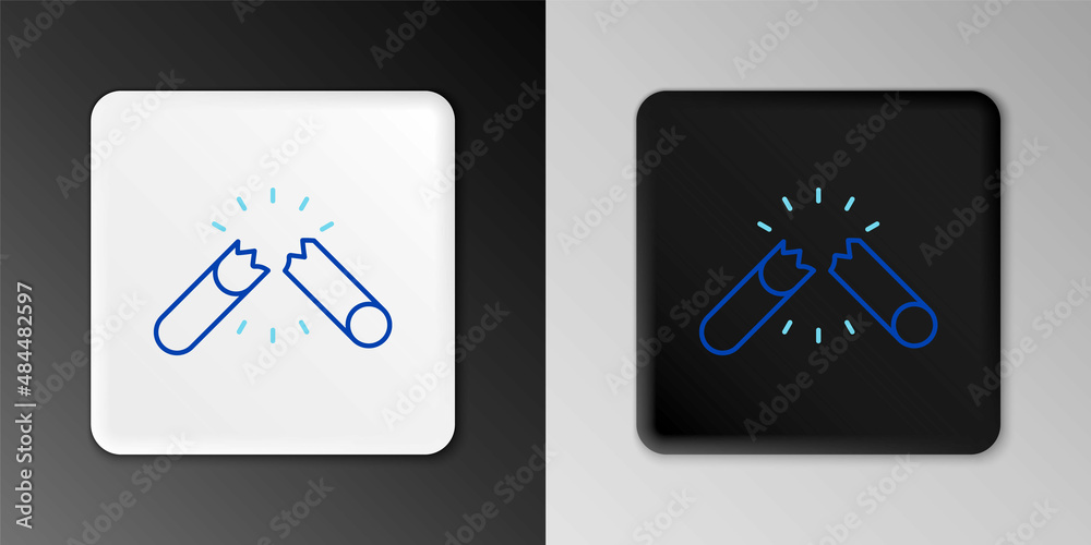 Line Broken cigarette icon isolated on grey background. Tobacco sign. Smoking symbol. Colorful outline concept. Vector