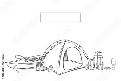 Stuff for camping. Vector background.