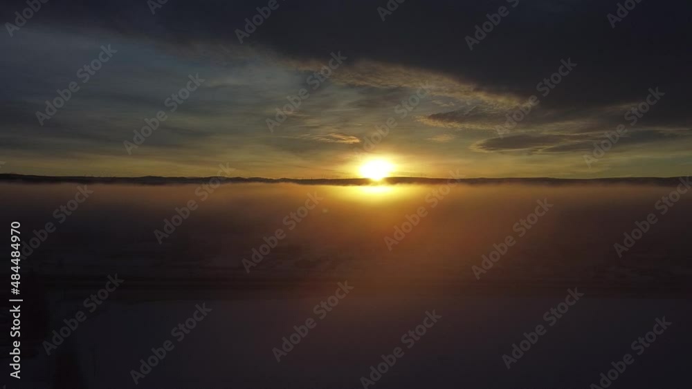 Drone view over clouds - sunset Drone view over clouds - sunset