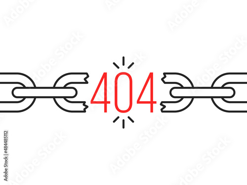 black thin line broken chain like 404 error