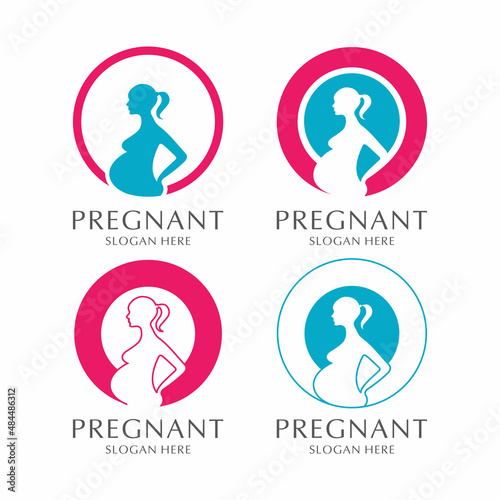 Women pregnant logo design template