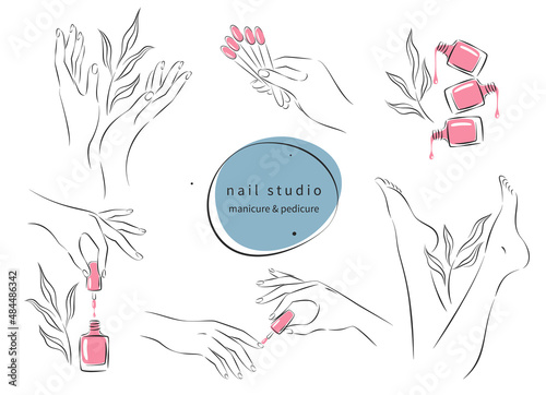 Canvastavla Set of elements for nail studio