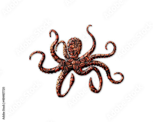Octopus Octopi Coffee Beans Icon Logo Symbol illustration