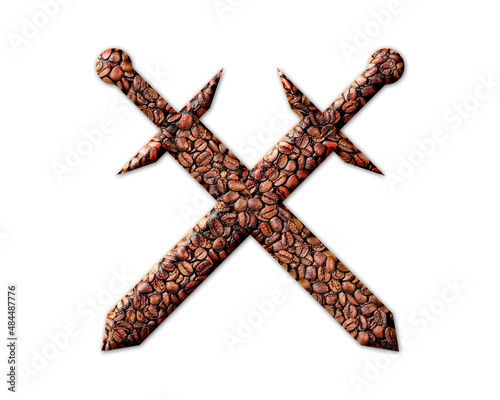 Crossed Swords Coffee Beans Icon Logo Symbol illustration