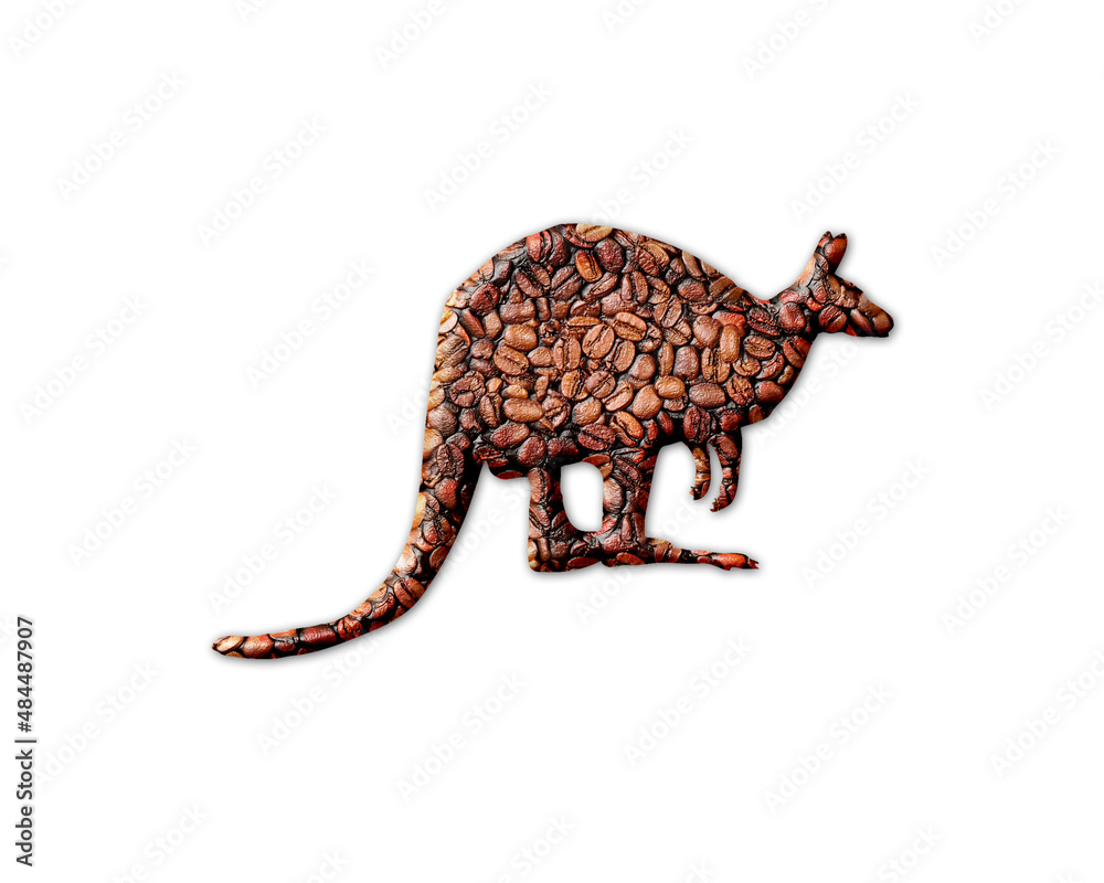 Kangaroo Animal Coffee Beans Icon Logo Symbol illustration