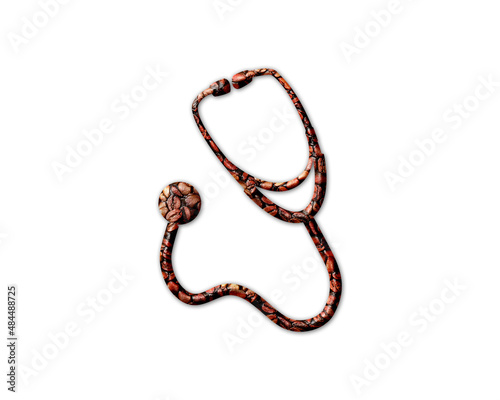 Stethoscope auscultation Coffee Beans Icon Logo Symbol illustration