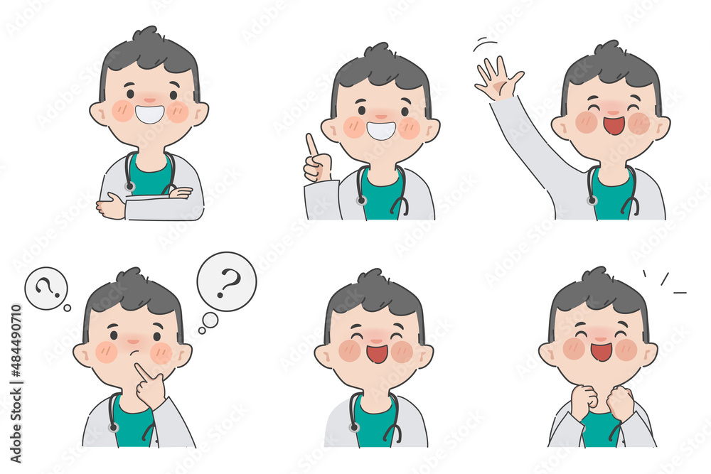 Hand drawn doctor man with gown clipart gesture character. Hand drawn doctor man with gown clipart gesture character.