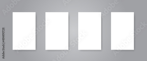 Blank paper mockups, posters. White mock-ups and templates of A4 sheet. Background page, flyer card with shadow isolated. Vector document, empty post, canvas,brochure for business.Transparent notepad