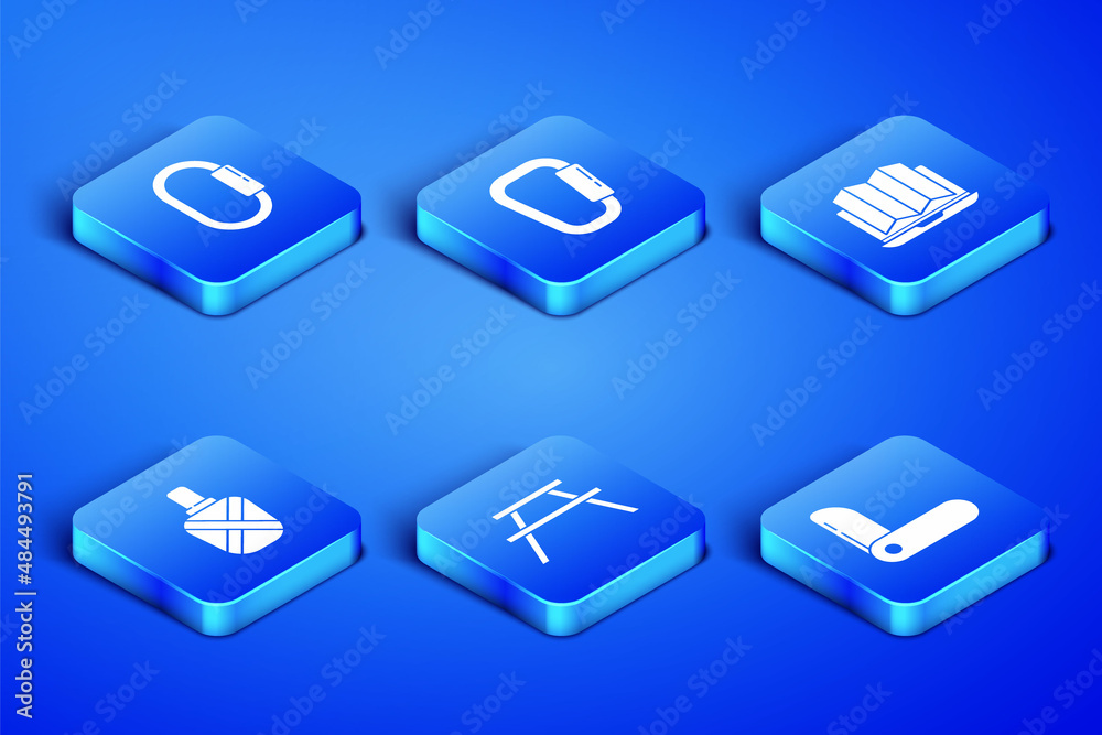 Set Swiss army knife, Carabiner, Picnic table with benches, Canteen water bottle, and Location of the forest laptop icon. Vector Set Swiss army knife, Carabiner, Picnic table with benches, Canteen water bottle, and Location of the forest laptop icon. Vector
