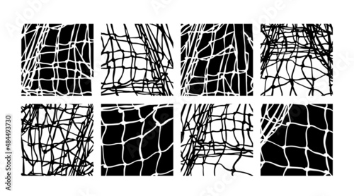 Square mesh abstract pattern, soccer net. Football gates isolated. Illustrations for tennis and volleyball design. Rope net vector silhouette. 