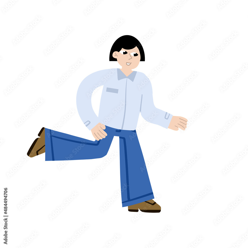 Business character. Woman in a shirt run. Hurry and tardiness. Trendy flat cartoon illustration