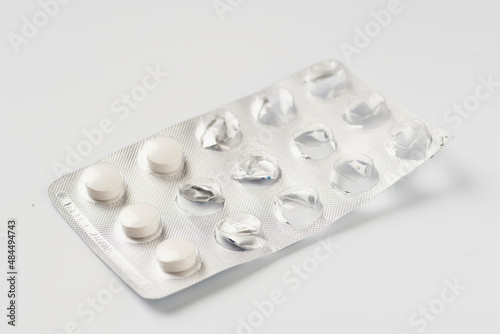 Medicines, pills on white background. Medicine and health concept.