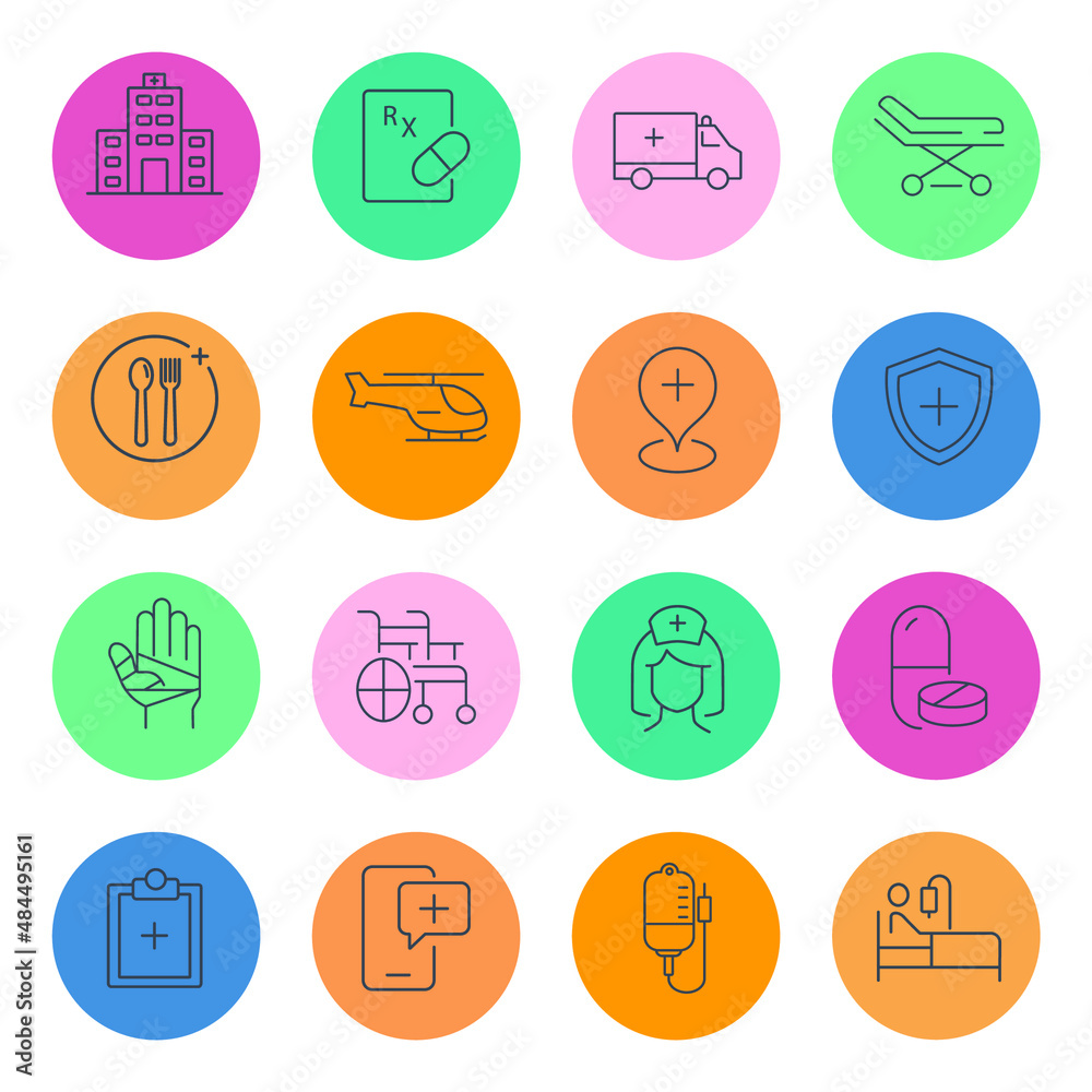 Medical Assistance icon set . Medical Assistance pack vector elements for infographic web. with trend color Medical Assistance icon set . Medical Assistance pack vector elements for infographic web. with trend color