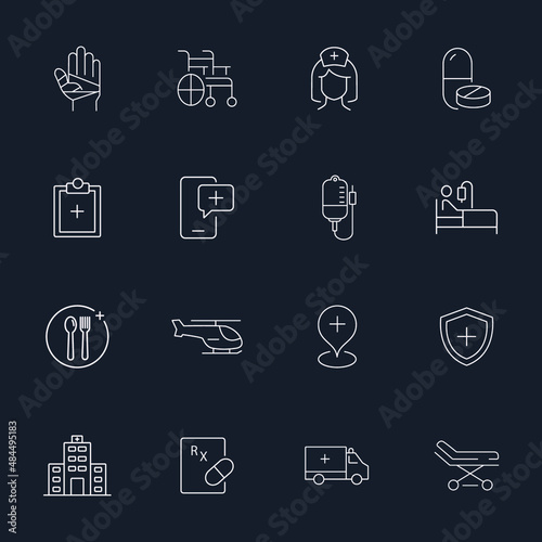Medical Assistance icons set . Medical Assistance pack symbol vector elements for infographic web