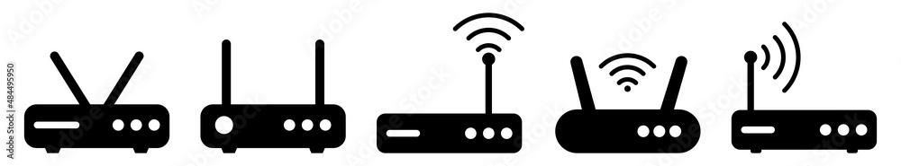 Wifi router icon set. Internet service wireless sign. Vector ...